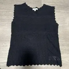 【値下げ】黒　レース編み　ノースリーブトップス Mサイズ　niko and…