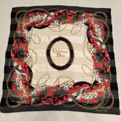 Christian Dior シルクスカーフ 花柄 リボン 大判スカーフ 美品