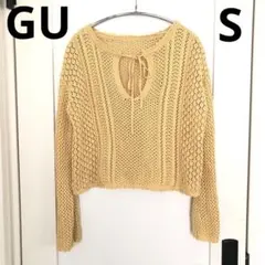 GU 2WAYレーシーフレアスリーブセーター イエロー S 長袖