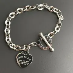 ステンレス ハート＆チェーンブレスレット レディース y2k アンカーチェーン