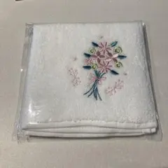 【新品未開封】HABA 花束刺繍入りハンカチ 今治タオル