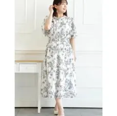 花柄フレア袖ワンピース LLサイズ Re-J＆SUPURE