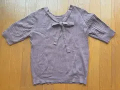 ROPE PiCNiC ラベンダーピンク 半袖ブラウス くすみカラー リボン