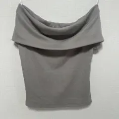 GU オフショルダー ベアトップ グレー