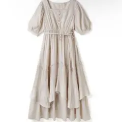 白石麻衣　リボンベルト付きティアードフリルワンピース