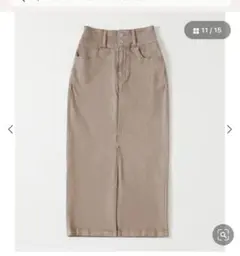 アズールバイマウジー　ベージュ デニム タイトスカート スリット入り