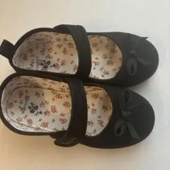 黒いリボン付きバレエシューズ　19cm フォーマル