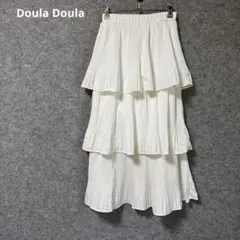Doula Doula ホワイト プリーツ フリル ロングスカートのサムネイル