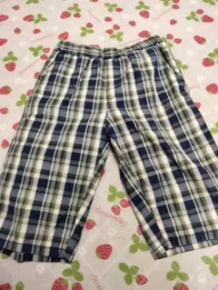 キッズ ハーフパンツ ネイビー グリーン チェック 130サイズ