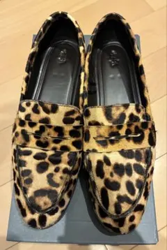 ZARAヒョウ柄ファーローファー39 24.5cm