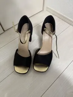 Dior 黒 ゴールド オープントゥ ハイヒール 36.5