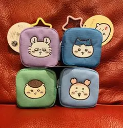 ちいかわ カラビナつき 刺繍 スクエアミニポーチ 4種セット