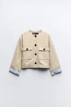 【新品】ZARA ノーカラージャケット ベージュ