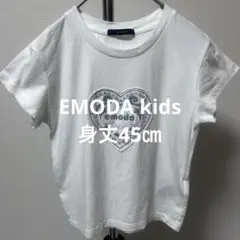 1197EMODA ハートロゴ刺繍 クロップドTシャツ ホワイト身丈45㎝のサムネイル