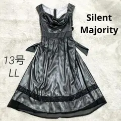 サイレントマジョリティ　パーティードレス　ブラック　ドット　チュール　LLグレー