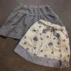 組曲 ブランシェス スカート グレー 白 ドット花柄 ストライプ 110 120