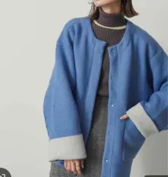 こ*ん様 SENSE OF PLACEバイカラーニットコート青URBAN RES