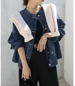 andme(アンドミー) デニムジャケット ノーカラー Gジャン インディゴ M