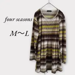 セール！チュニック (M～L) ゆったり体型カバー 総柄 ラウンドネック