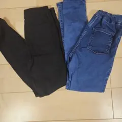 GU 長ズボン 2点セット黒　デニム　150