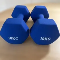 ダンベル　青　10kg 2個セット　MOJEER 鉄アレイ ソフトコーティング
