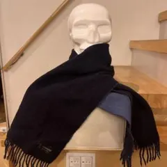 3000円引　カシミヤ マフラー ネイビー/ブルー 日本製