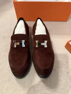 HERMES エルメス スエード ローファー ダークブラウン - メルカリ