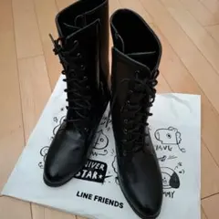 ブラックレースアップロングブーツ　袴ブーツ