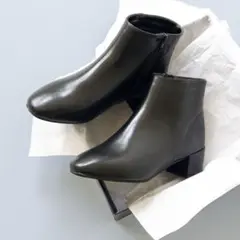 menue＊ベーシックデザイン スクエアトゥサイドジップショートブーツ25.5㎝