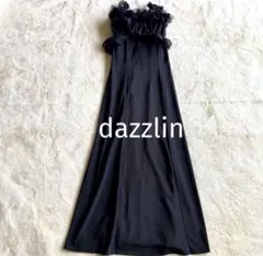 dazzlin 5分袖チュールギャザービスチェワンピース　ブラック