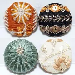 【1点限定】インド刺繍　№2715　4点セット①　27ミリ