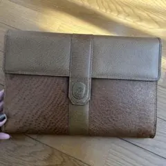 ジーノトロンバ　ブラウンレザー クラッチバッグ フラップ式