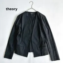 theory セオリー　ノーカラージャケット　リネン混　ブラック　0