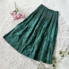 美品✨HIROKO BIS ロングスカート　9 グリーン ウエストゴム 花柄のサムネイル