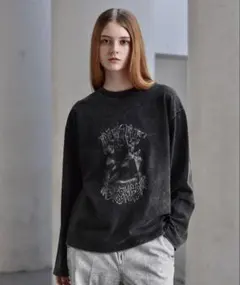【clel】ヘビーウェイト ヴィンテージデザインプリントTシャツ(ロンT）
