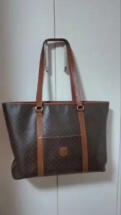 【美品】セリーヌ トートバッグ マカダム トリオンフ 肩掛け A4収納可 茶