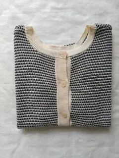 ユナイテッドアローズ 半袖カーディガン 黒×アイボリー