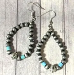 ✨ ナバホ ターコイズ風 ドロップピアス ウエスタン インディアン