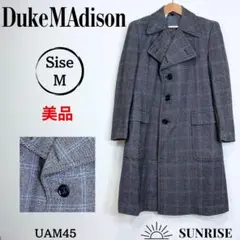 訳あり DukeMAdison チェスターコート グレー チェック柄 ウール M