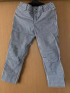 イオン　トップバリュ　ギンガムチェックアンクル丈パンツ　ホワイト×ブラックのサムネイル