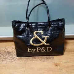 美品　&by Pinky&Dianne トートバッグ クロコ型押し ブラックのサムネイル