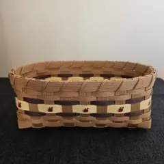 エコクラフト　リンゴ柄小物入れ　バスケット