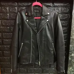 美品 トルネードマート ブラック ラムレザーダブルライダース