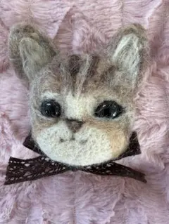 作家様　羊毛フェルト 猫 ブローチ 茶トラのサムネイル