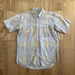90s 総柄ジャガード半袖シャツ 레트로 柄 幾何学柄 古着 M ヴィンテージ古着