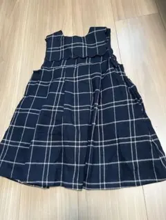 プティマイン　ネイビー チェック柄 ワンピース　ジャンバースカート　90㎝