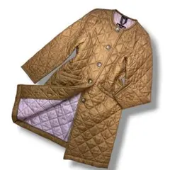 ラベンハム　1432 キルティング ノーカラーコート キャメル ピンク 38