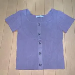 GRL mb1032 2Wayスクエアネックリブニットトップス パープル