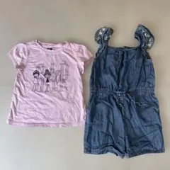 GAP 105cm 4歳 デニムオーバーオール 80 90 100 半袖 ピンク