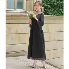 ガール GIRL シフォン&ラメチュールフレアロング　結婚式ワンピースドレス